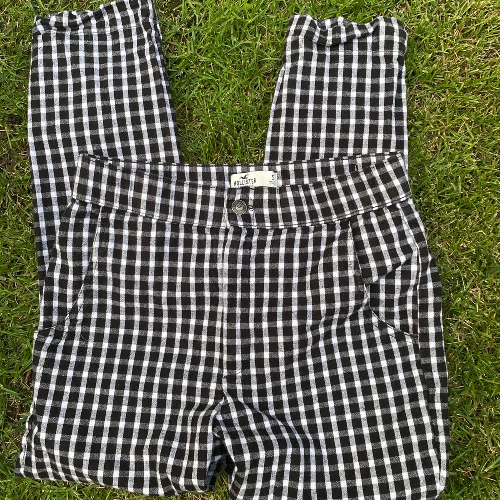 Hollister Plad Black and White Pants